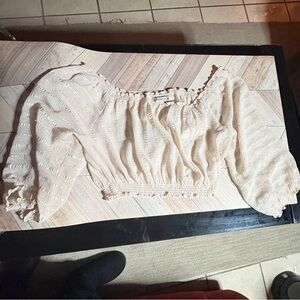 Forever 21 Cream Textured Blouse